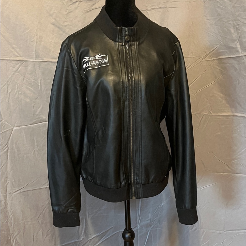 Disney Black Leather Jacket with White Logo